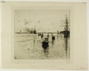 Lagune avec vapeurs et gondoles, Venise - Robert Frederick Blum