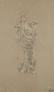 Étude de figure féminine pour la fresque Moods to Music - Robert Frederick Blum