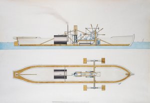 Bateau à vapeur conçu par Robert Fulton, aquarelle, États-Unis - Robert Fulton