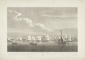 Départ de douze navires marchands néerlandais du port de Portsmouth, 1833 (plaque 1)