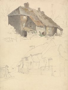 Esquisses de cottages : deux études sur une feuille - Robert Hills