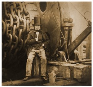 Isambard Kingdom Brunel par les chaînes de lancement du SS Great Eastern, 1857