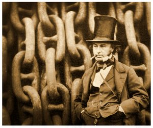 Isambard Kingdom Brunel par les chaînes de lancement du SS Great Eastern, 1857