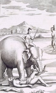 Une exécution par un éléphant, pub. 1681 - Robert Knox