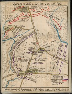 Chancellorsville, Va. Position des armées le 3 mai 1863 de 8 heures à 5 1-2 heures LOC gvhs01.vhs00136