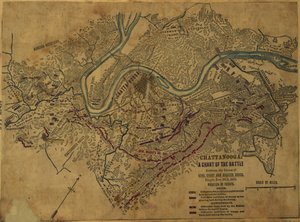 Chattanooga Un tableau de la bataille entre les forces des Gens. Grant et Braxton Bragg, du 24 au 5 novembre 1863. LOC gvhs01.vhs00275