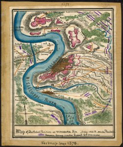 Carte de la position des rebelles à Vicksburg, Missouri, mai 1863. LOC gvhs01.vhs00140