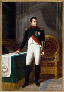 Portrait en pied de Napoléon I en uniforme de colonel des chasseurs de la garde
