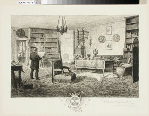 Adolf Erik Nordenskjöld dans sa bibliothèque