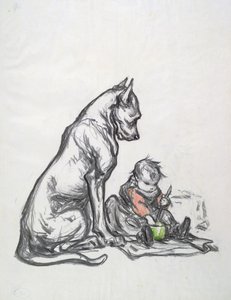 Chien et enfant, début du XXe siècle - Robert Noir