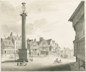 Wolverhampton - Place du marché: dessin sépia, nd [milieu du 19e siècle] - Robert Noyes