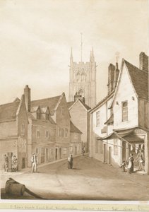 Wolverhampton - Église Saint-Pierre : dessin sépia, 1838 - Robert Noyes