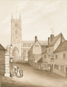 Wolverhampton - Église St. Peter: dessin sépia, 1838