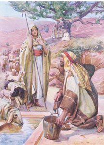 Rachel au puits, de The Bible Picture Book publié par Thomas Nelson, vers 1950 - Robert Payton Reid