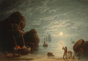 Scène côtière au clair de lune
