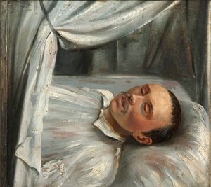 Poète Mikhaïl Lermontov 1814-1841 sur son lit de mort, 1841