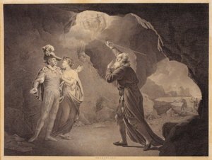 Prospero, Ferdinand et Miranda. De "La Tempête" de William Shakespeare, acte 4, scène 1 - Robert Thew