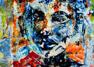 Portrait abstrait aux couleurs vives