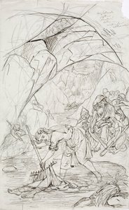 Mère du lemming de Tuonela, croquis pour une série de dessins animés sur le thème du Kalevala - Robert Wilhelm Ekman