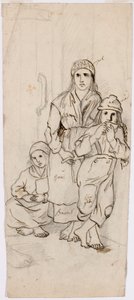 Femme, garçon et fille en costume folklorique - Robert Wilhelm Ekman