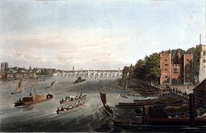 Vue du pont de Westminster et du palais de Lambeth, pub. 1820 par Colnaghi & Co. (gravure)