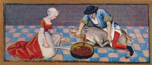 Novembre - abattage du cochon, 15ème siècle, 1939