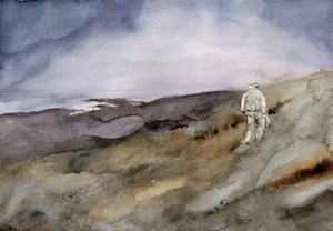 Un homme marchant en montée