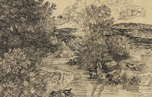 Baigneurs dans un ruisseau - Rodolphe Bresdin