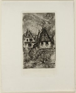 Marché avec parasols - Rodolphe Bresdin
