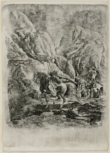 Cavalier oriental dans les montagnes