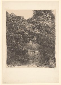 Paysage rocheux avec ruisseau et cascade - Rodolphe Bresdin