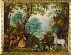 Orphée parmi les animaux (peinture sur cuivre)