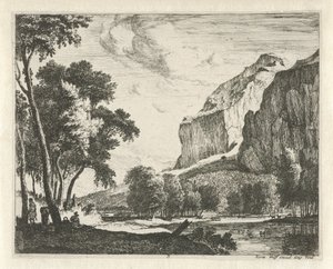 Paysage fluvial avec rochers - Roelant Roghman
