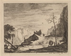 Paysage montagneux avec une charrette: pl.8 - Roelant Roghman and Melchior Küsel