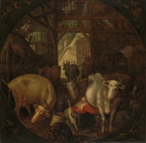 Vaches dans une étable; sorcières dans les quatre coins - Roelant Savery