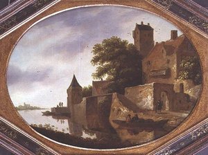 Paysage avec une maison manoir fortifiée - Roelof Van Vries