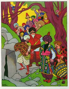 Sésame, illustration pour "Ali Baba et les quarante voleurs", tiré des "Mille et une nuits".