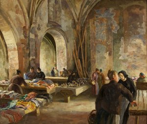 Marché dans une église désaffectée en France
