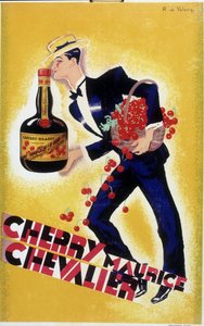 Affiche publicitaire pour la Cerise Maurice Chevalier - Illustration de Roger de Valerio (1886-1951), vers 1935