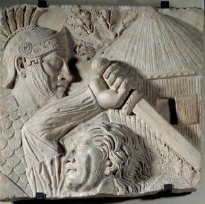 Art de la Rome antique : Barbare combattant un légionnaire romain - Roman
