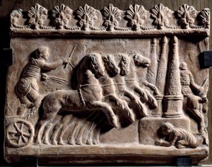 Relief Campana : course de chars (quadrige) et scène de cirque