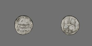 Denier représentant une galère, 31 av. J.-C. - Roman