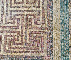 (détail) de carrelage géométrique, Maison de Thésée, Paphos, Chypre mosaïque