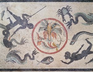 Pêcheurs et créatures marines, 1er siècle après J.-C. (mosaïque)
