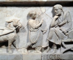 Fragment du sarcophage de Marcus Cornelius Statius Vers 150 ap. J.-C. - Détail d
