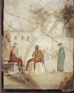Fresque représentant Pan et les Nymphes de Pompéi, Italie