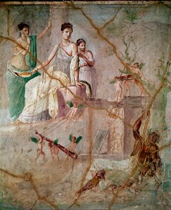 Héraclès et Omphale (fresque romaine du 3e style pompéien de Pompéi) - Roman