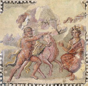 Héraclès avec le taureau crétois, Ostie (mosaïque) - Roman
