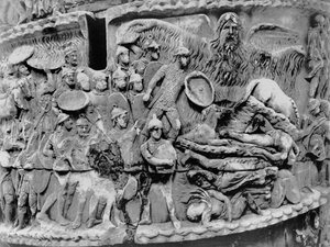 Pluie miraculeuse, détail de la colonne de Marc Aurèle, 180-196 après J.-C. - Roman