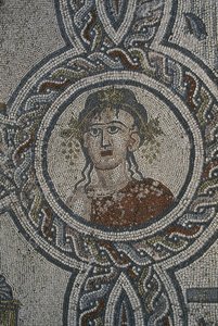 Mosaïque des Quatre Saisons, Maison de Dionysos, détail, tête